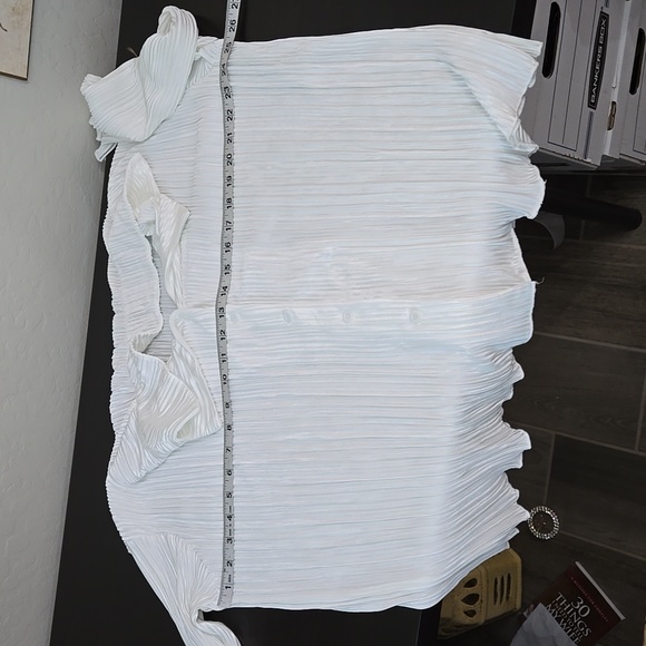 Shirt Pleated Two Piece Set Loose High Waist Wide Leg Pants Suit Casual … - Picture 10 of 14